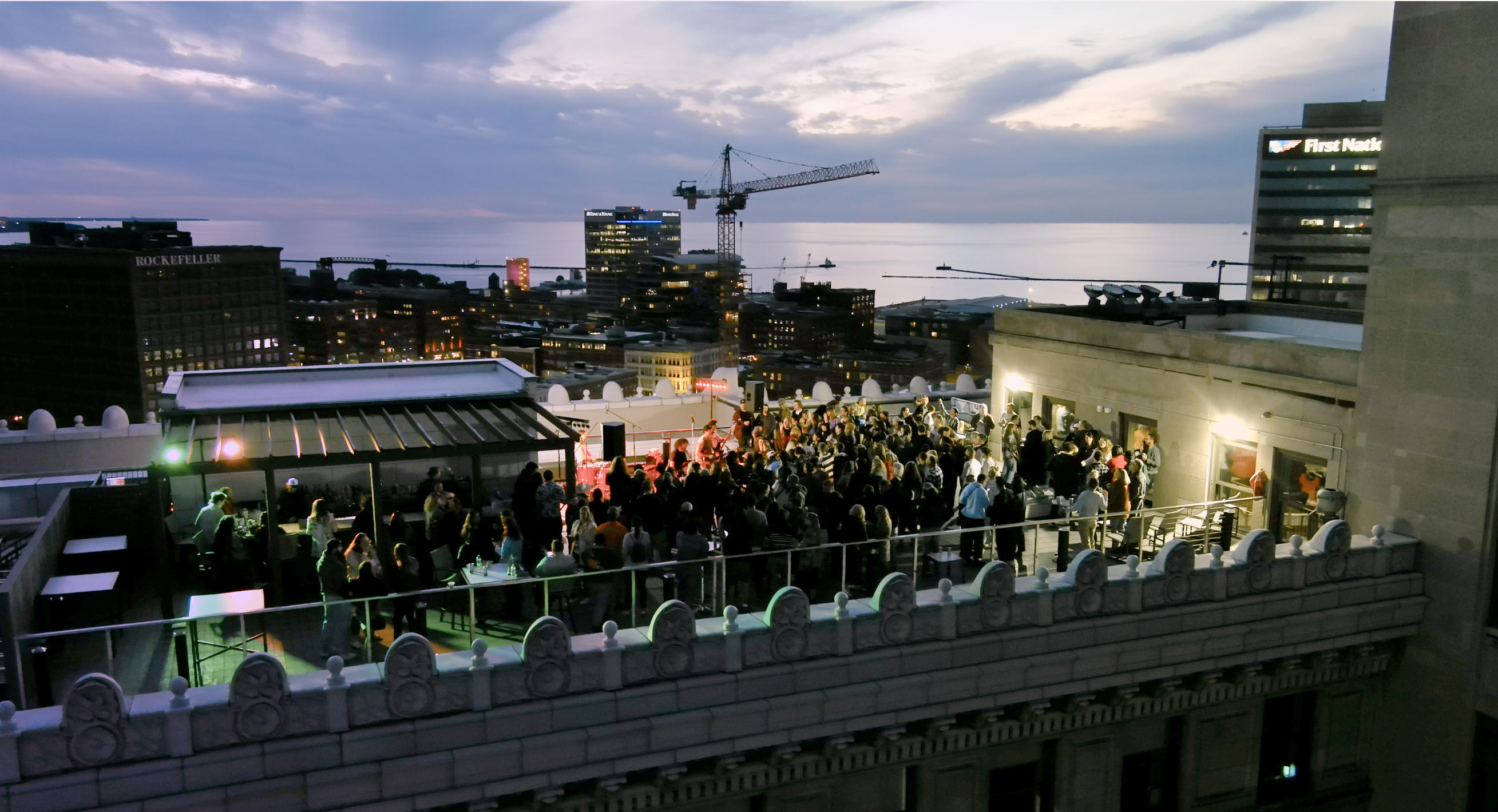 Golden Hour on the roof deck at Terminal Tower